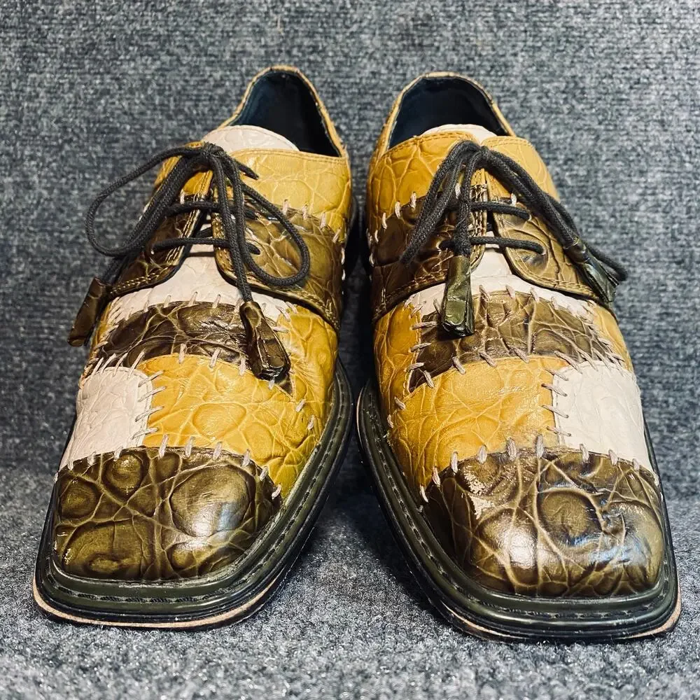 VTG Giorgio Brutini Private Collection Patchwork Leather Tassel Oxfords Mens 8.5
